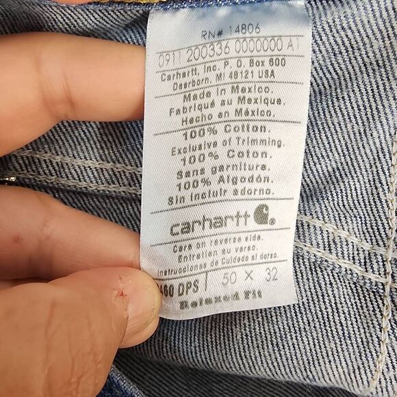 Carhartt Men's Size 50 x 32 Relaxed Fit Straight Leg Denim Blue Jeans R13 - Picture 8 of 10